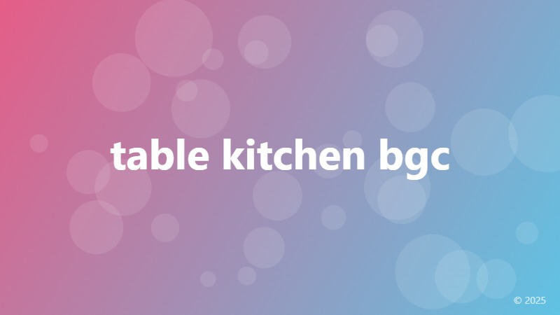 table kitchen bgc