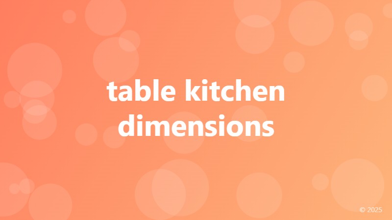 table kitchen dimensions